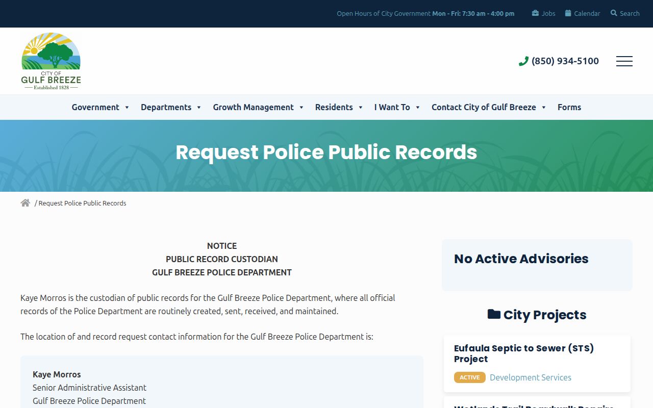 Santa Rosa County arrest history Gulf Breeze police records