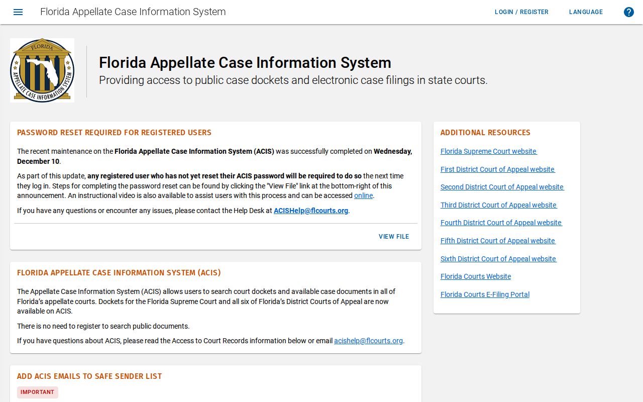 Santa Rosa County criminal court appeal search in ACIS